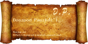 Doszpod Paszkál névjegykártya